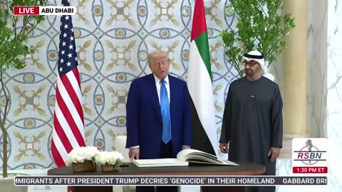 RSBN 9 - President Trump Signs the U.A.E. Guest Book and makes Final Remarks - 5-15-25