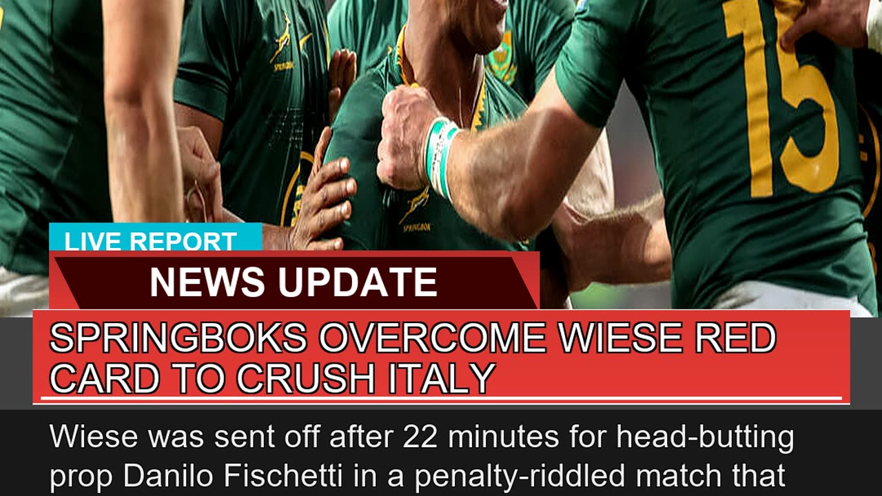 Springboks Overcome Wiese Red Card to Crush Italy