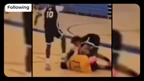 Two Black kids stomp on White kids head.