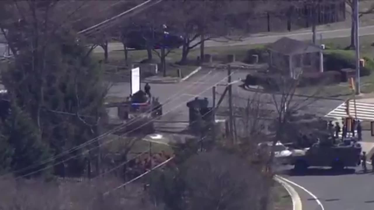 Huge police presence near CIA Headquarters.