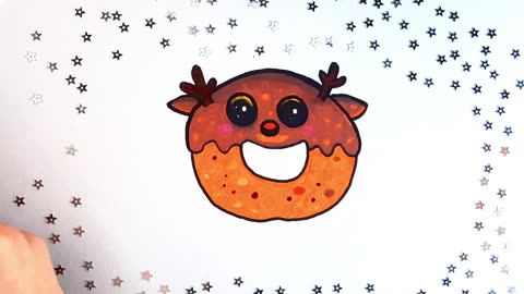 Draw a Chocolate Donut Reindeer 🍫🍩