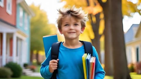 A boy going to school