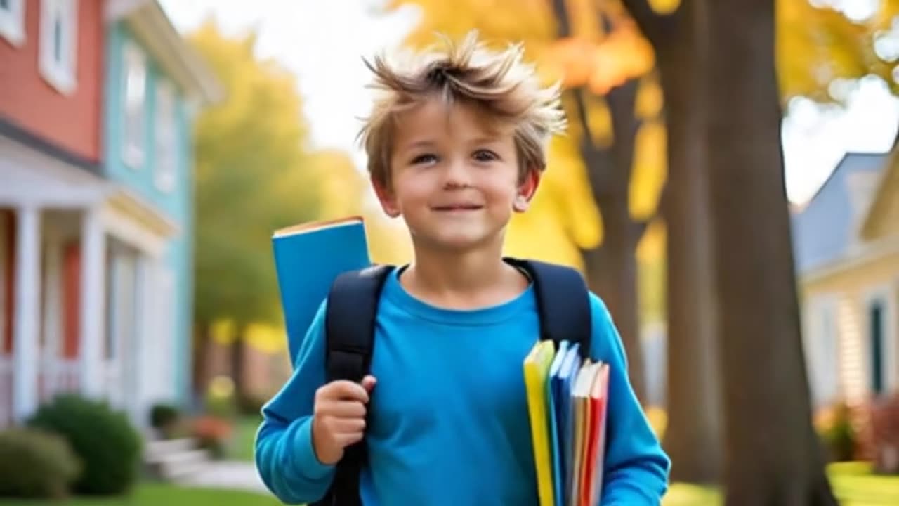 A boy going to school