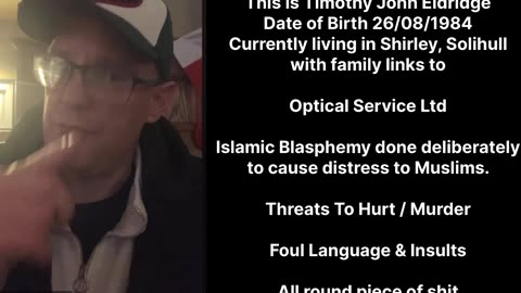 Blasphemy Threats and More From English Scum Tim Eldridge