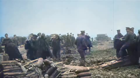 British artillery and anti-aircraft fire at the Battle of Ancre 1916