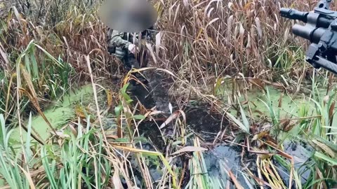 Ukrainian Special Forces Moving Through Marshland