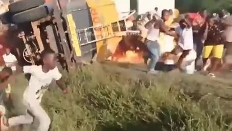 Afrikan We Wuz Kangz Stealing Gas Caught On Fire HA HA HA HA HA