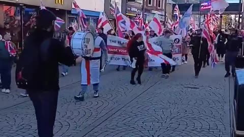 In South Shields in the north-east patriots are out on force singing Keir Starmer's a wanker