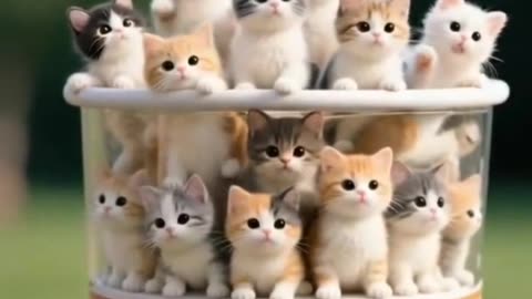 A group of cute kittens are doing what?