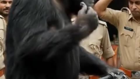 Monkey got arrested🚨#funnyvideo #aianimation #shorts #funny -