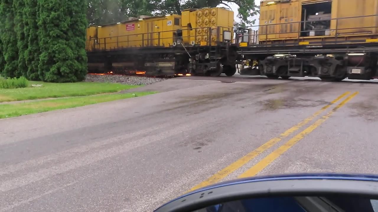Loram Rail maintains the rail line in Creston, Ohio