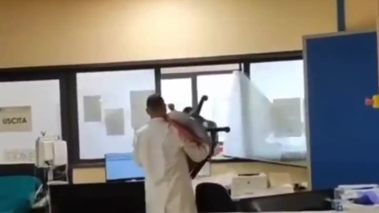 "I want to be seen now!" A North African man refuses to wait his turn, so he destroys