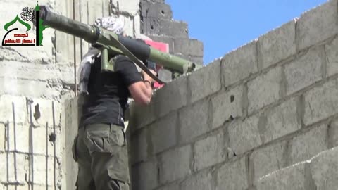 Syrian War Al-Qadam, Damascus, OSA vs. T-72 hit by rebels 2013.06.16