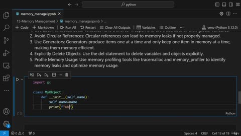 15.1 Memory Allocation And DeallocationGarbage collection and Best Practises Krish Naik ML