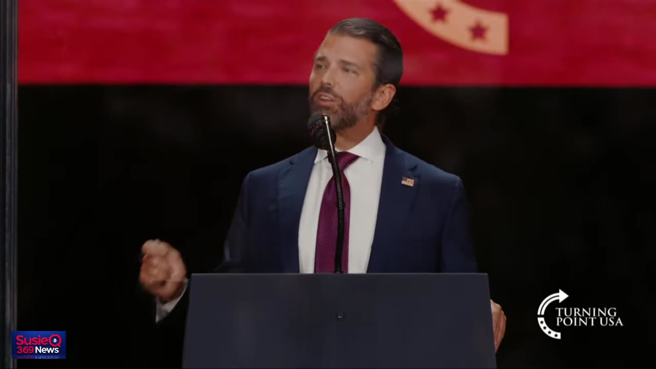 DONALD TRUMP JR DOES AN IMPRESSION OF DAD IN HIS SPEECH