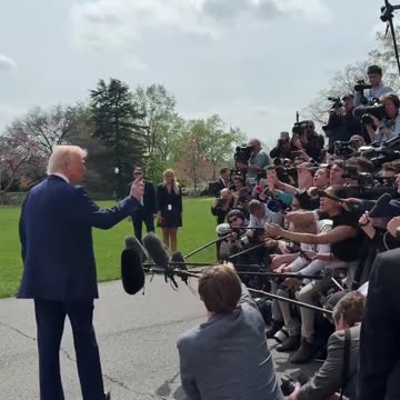 President Donald Trump takes questions from the press before departing on Marine One!