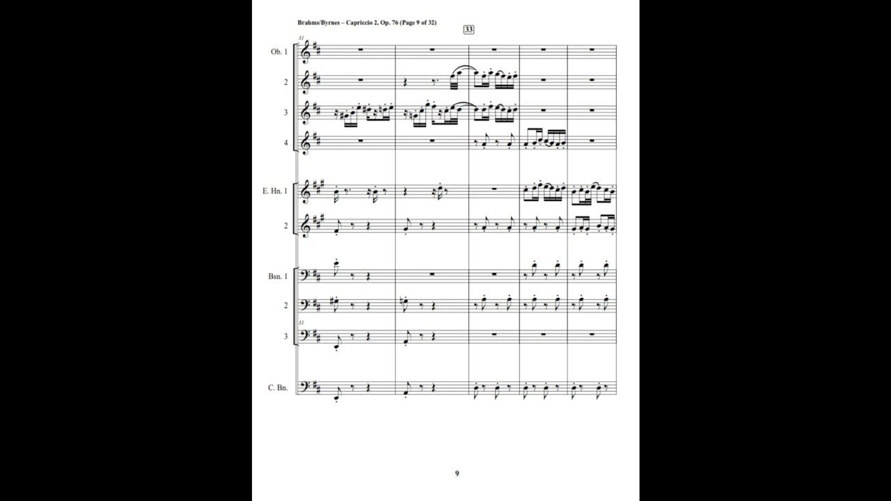 Johannes Brahms – Capriccio No. 2, Op. 76 (Double Reed Choir)