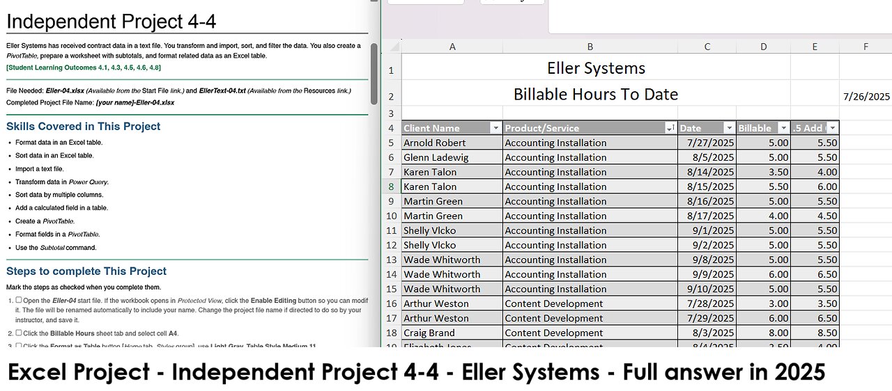 Excel 2021 In Practice - Ch 4 Independent Project 4-4 - Eller Systems (Update 2025)
