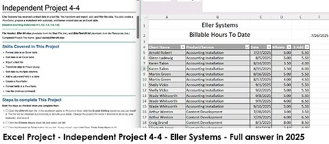 Excel 2021 In Practice - Ch 4 Independent Project 4-4 - Eller Systems (Update 2025)