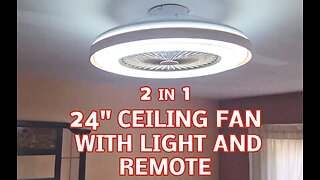 Vookea 2 in 1 Low Profile 24 inch Ceiling Fan with Light, Remote, App