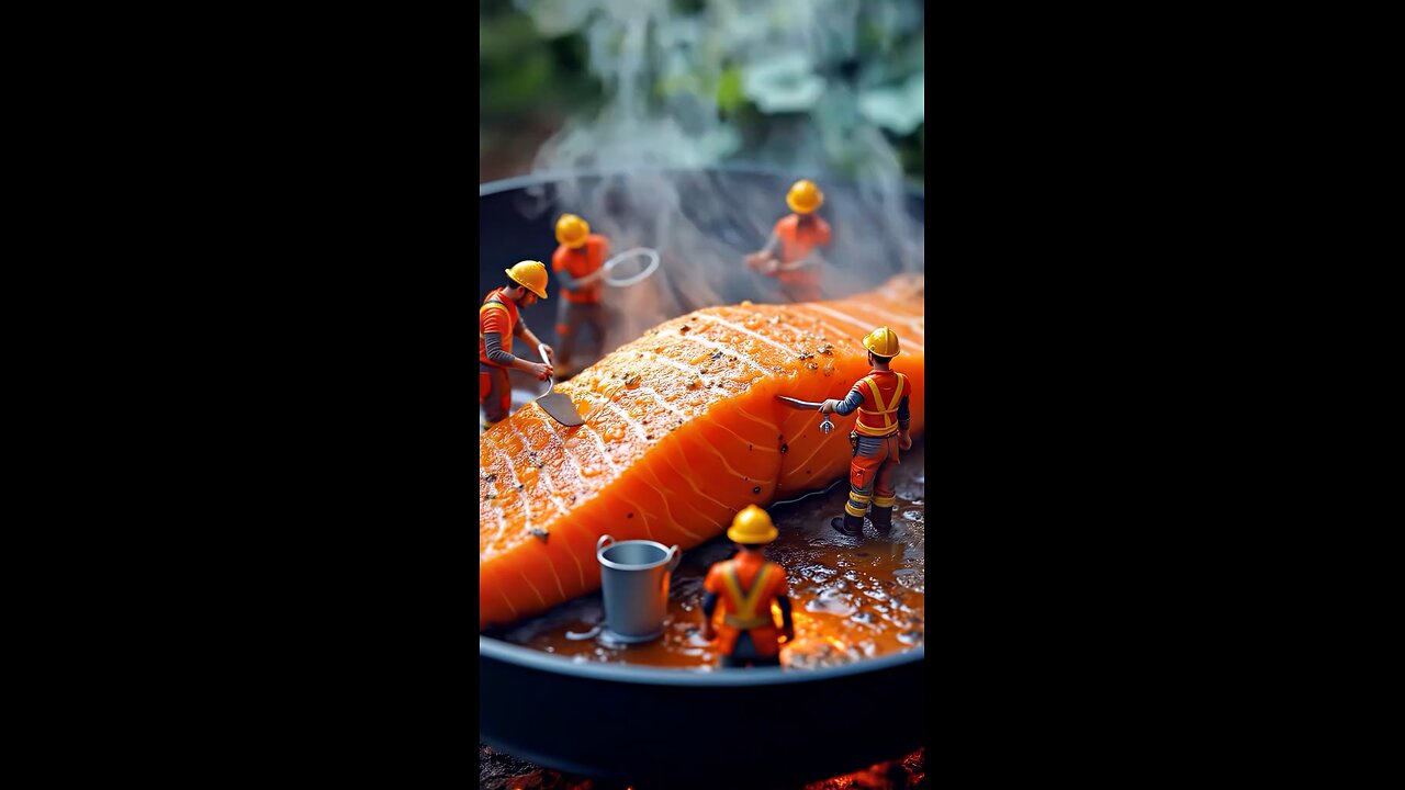 Al-generated video | Cooking like builders: food as building materials!