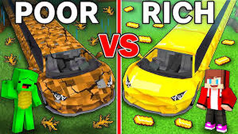 JJ And Mikey POOR vs RICH - LONGEST CAR Survival BATTLE in Minecraft