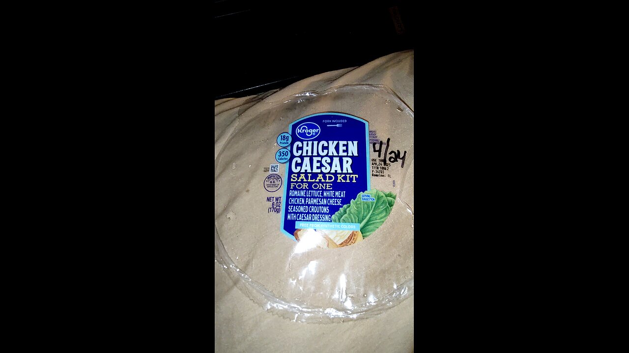 Eating Kroger Chicken Caesar Salad Kit For One, Dbn, MI, 4/20/25
