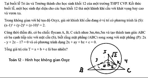 Toán 12: Tại buổi lễ Tri ân và Trưởng thành cho học sinh khối 12 của một trường THPT CVP.