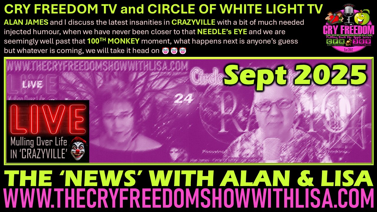 MULLING OVER LIFE IN 'CRAZYVILLE' with Alan James SEPT 2nd 2025 🤡