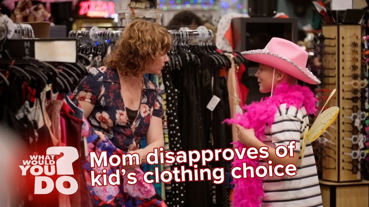 Mom disapproves of the way kid is dressed