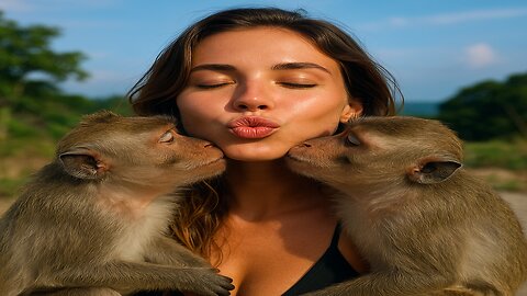 She Kissed Two Monkeys… What Happened Next? 😲💋🐒