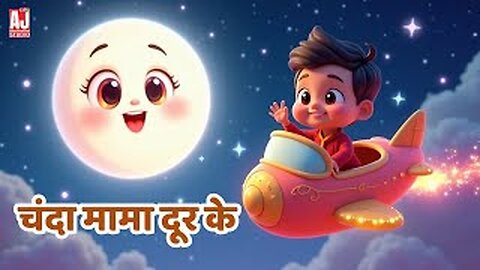 🌙 चंदा मामा दूर के | Chanda Mama Door Ke | Hindi Nursery Rhyme for Kids | AJ Studio Kids