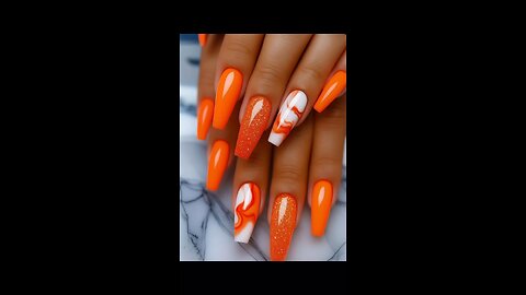 Multi-Color Nail Art Ideas 💅🧡⚪🖤💜 | Orange, White-Black & Purple Nails 2025