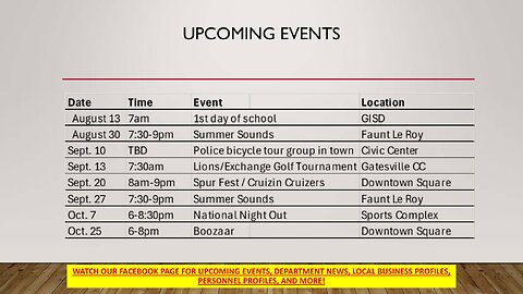 18 Sept Event update