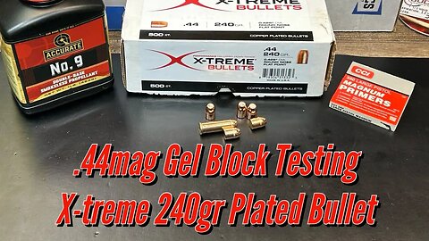 44mag X-Treme 240gr Plated, Ballistic Gel Block Testing with 4 Barrel Lengths. .44mag