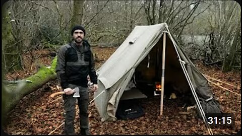 ❄️ WW2 Officer Tent Winter Camping! 🪖🔥 Modified Shelter Survival Experience! 🌲🥶