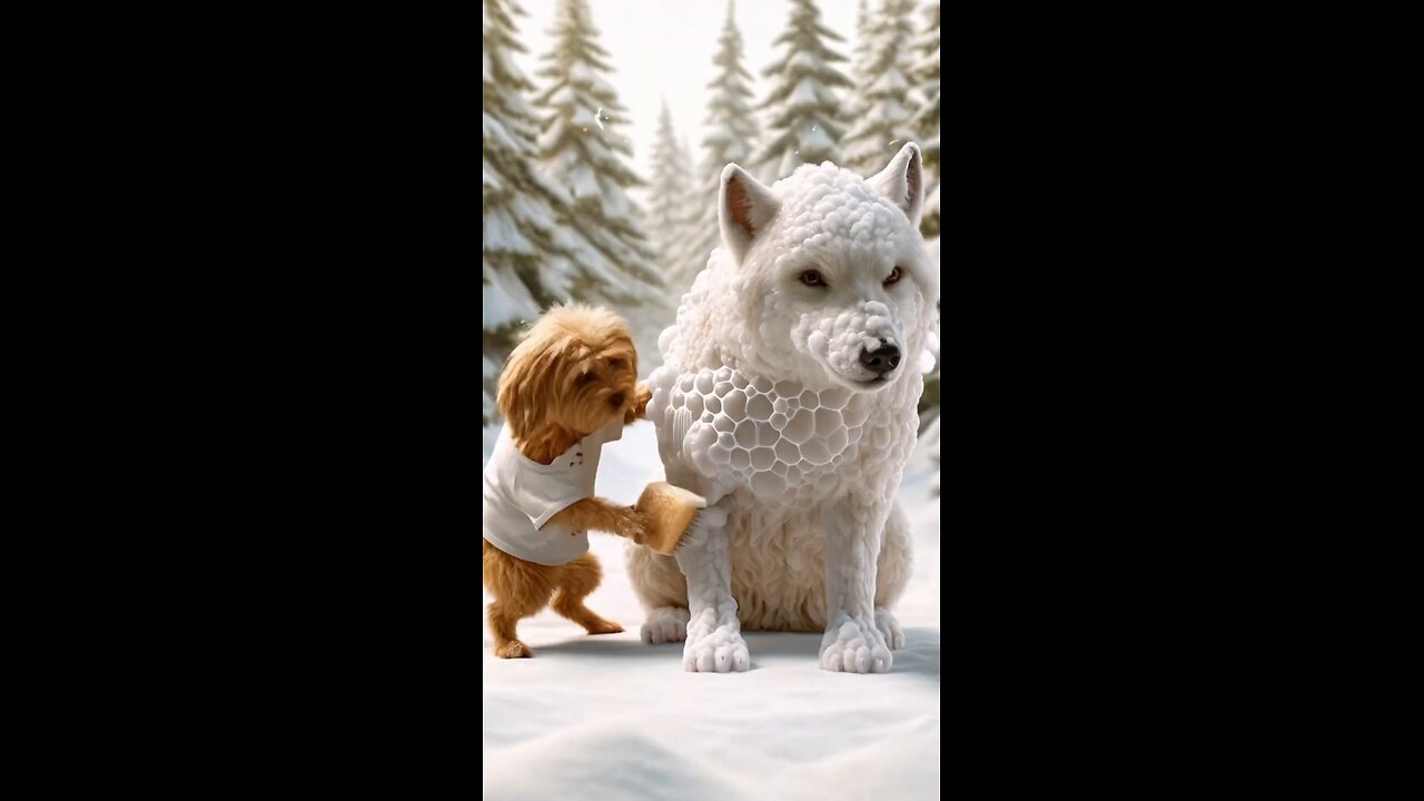 Tiny dog saves giant wolf from freezing to