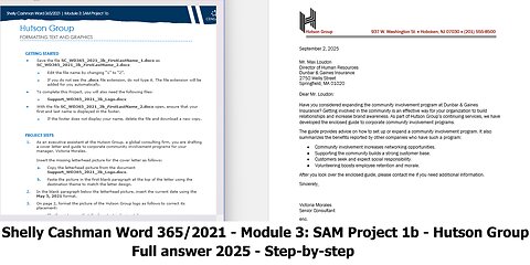 Shelly Cashman Word 365/2021 | Module 3: SAM Project 1b | Hutson Group (2025)