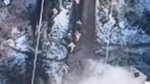 UA Drone view of Russians and Russian position targeted by artillery. Ukraine 2023.[МАДЯР]