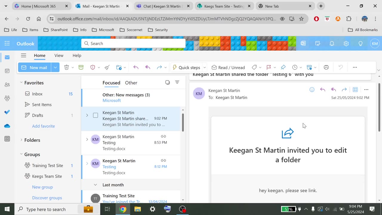 Sharing link via Microsoft SharePoint