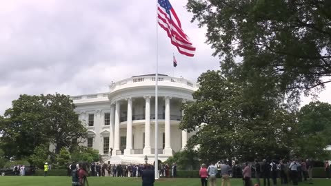 President Trump Participates in the Installation of the New White House Flags , June 18, 2025