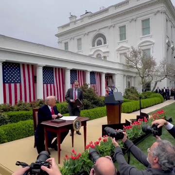 President Donald J. Trump signs an Executive Order in the Rose Garden, instituting reciprocal tariffs
