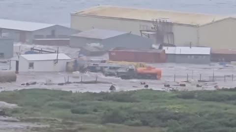 Tsunami Waves 3-4m High Inundate Coastal Area of North Kurilsk, Russia