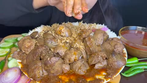 ASMR_Eating_Spicy_Chicken_Liver_Curry_White_rice_Salad__Food_Eating_videos_