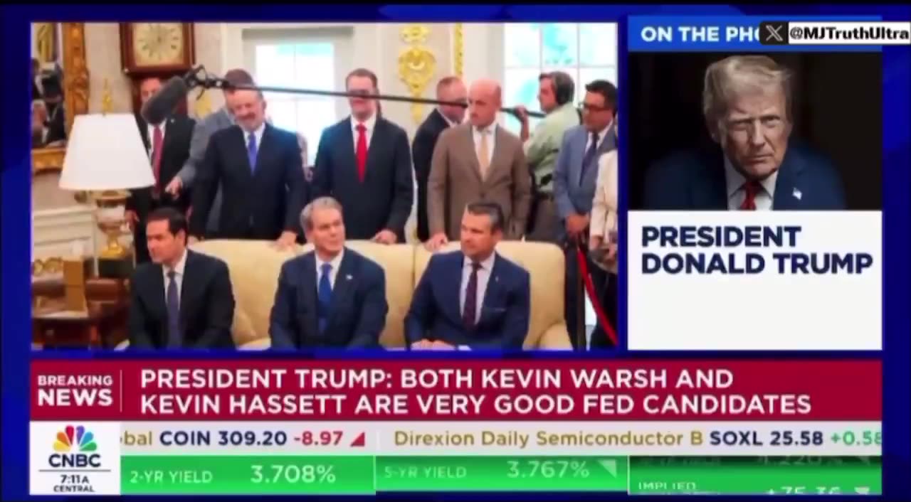 Trump Confirms Scott Bessent has been taken off the Board as Fed Chair