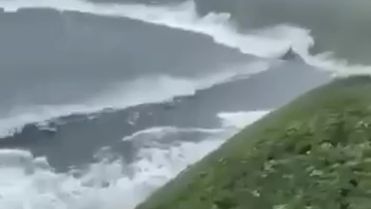 A man who was walking with his dog accidentally recorded tsunami waves