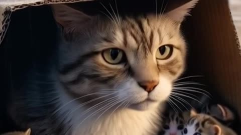 ai video: Kitten in a boxai cat funny dog lovecat catlike comedy