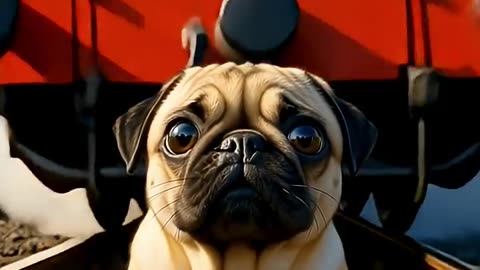 PUG Left on Train Tracks… What Happens Next 😳 #AI #aimovie