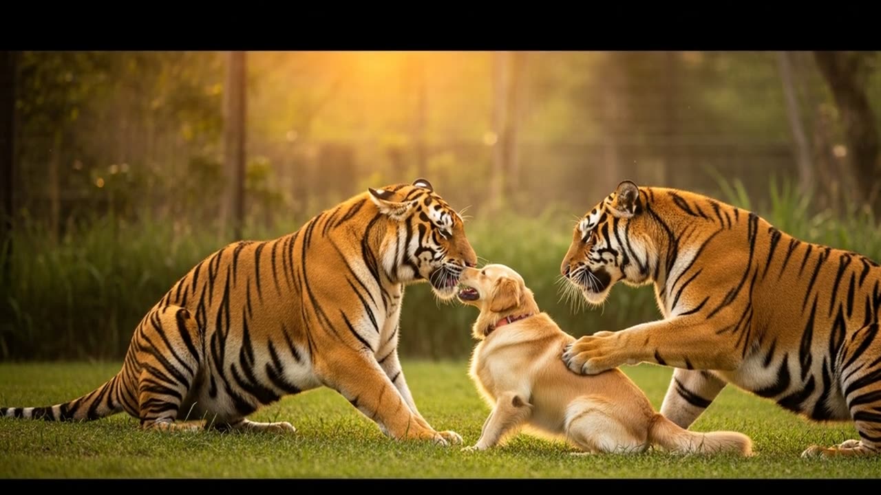 Golden Retriever Raises Rejected Tiger Cubs