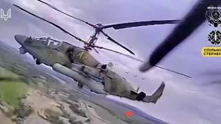 Ukrainian Drone Takes a Swing at Russian Ka52 Helicopter